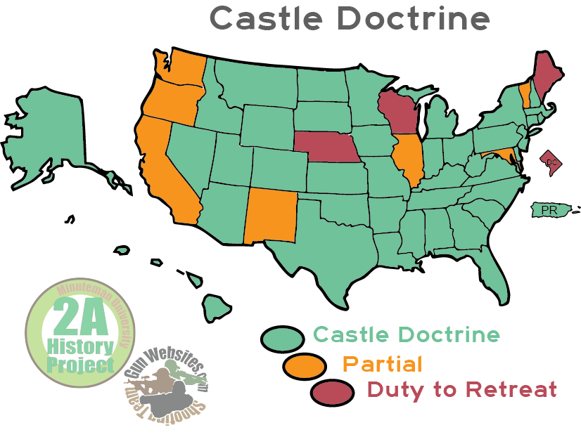 Castle Doctrine Minuteman University   Sate Gun Law Maps 2021 Castle Doctrine 